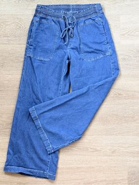 American Eagle Dreamy Drape Linen Blend Pull On Jean Pant, Medium